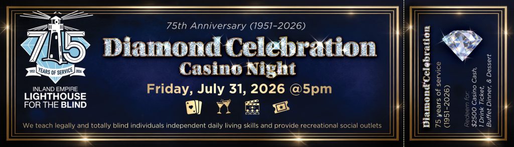 75th Anniversary Diamond Celebration - Casino Night Event Ticket